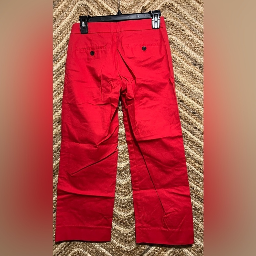 J. Crew Women's Bright Red Stretch Dress Capri Pants,Size 00 - Picture 3 of 10